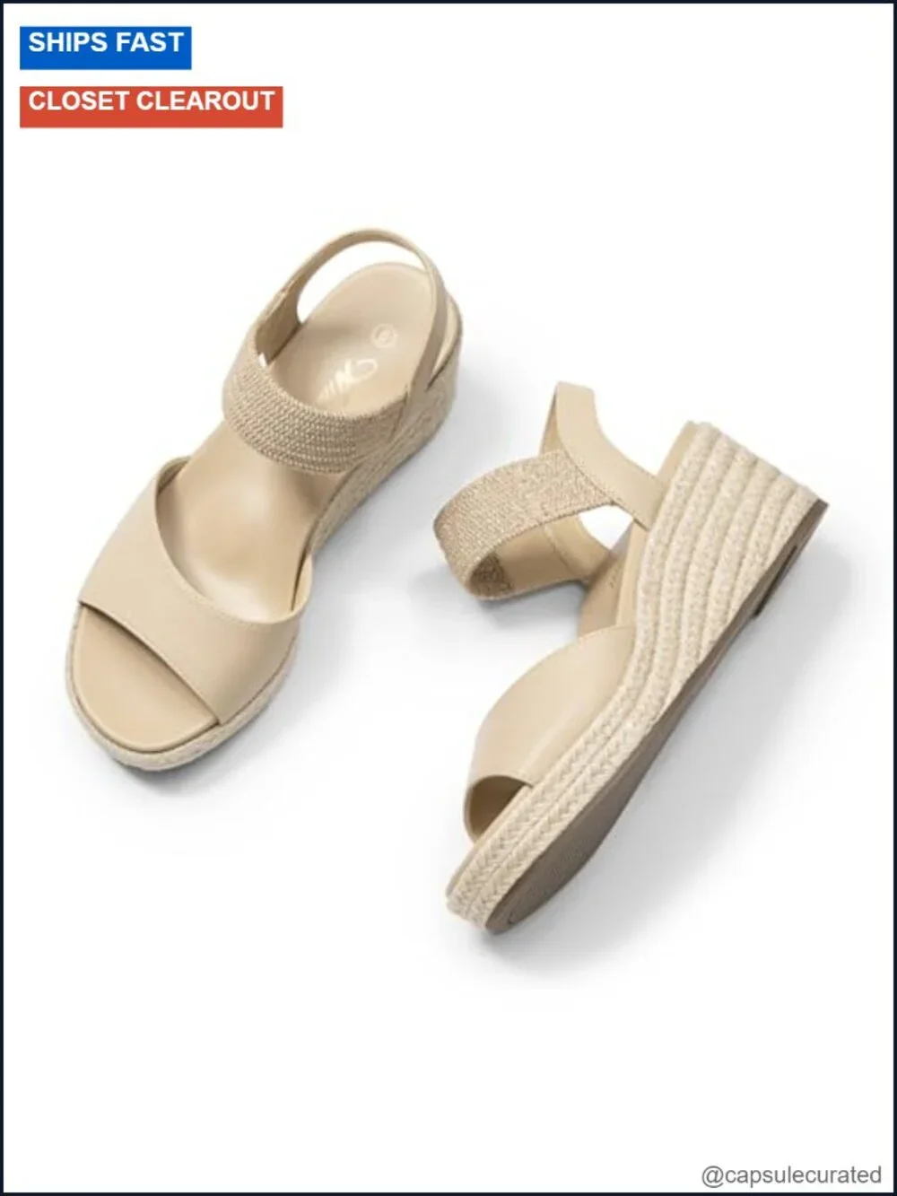 Women's Espadrille Wedge Sandals with Cushioned Insole - PU & Woven Textures